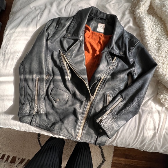 Jealousy Leather Moto Jacket by Free People. Slouchy fit, size women’s medium. - Picture 6 of 10